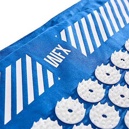 #DoYourFitness Acupressure Mat and Pillow Set - Relieves Stress, Back, Neck, and Sciatic Pain - Comes with a Vinyl Carry Bag for Storage and Travel - Blue