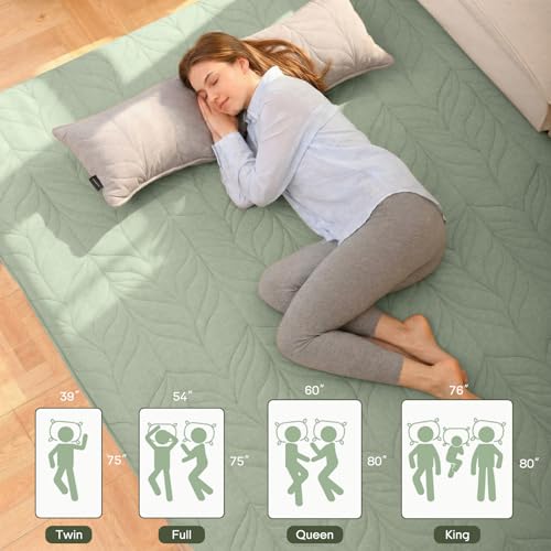 ZonLi Japanese Floor Mattress Futon Mattress Twin Size 6 Inch Thick - color: Green, size: Twin (75"L x 39"W x 6"Th)
