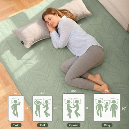 ZonLi Japanese Floor Mattress Futon Mattress Queen Size 6 Inch Thick - color: Green, size: Queen (80"L x 60"W x 6"Th)