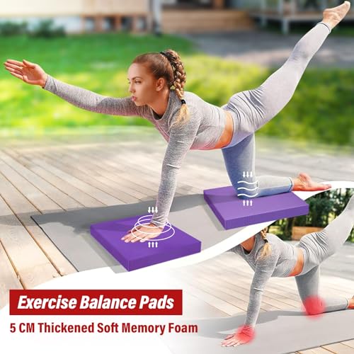 Balance Pad- Foam Balance Pad for Workout, Non-Slip & Water-Resistant Stability Trainer Mat, Soft TPE Exercise Foam Mat for Rehabilitation Stability,Physical Therapy,Fitness,Yoga (15.7" * 13" * 2") - color: Purple