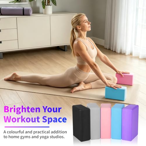 20 Pack Yoga Blocks and Pilates Ball Set, 10 Pack Non-Slip Foam Bricks (9x6x3) with 10 Pack 9 Inch Anti-Burst Mini Exercise Balls for Yoga, Stretching, Barre, Home Gym & Studio