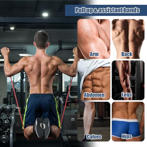 8pcs Pull Up Assistance Bands Set 5pcs Resistance Bands for Men | 2pcs Thin Pull Up Band, Cloth Bag, Gym Exercise Workout Band, Working Out, Stretching, Physical Therapy, Muscle Training