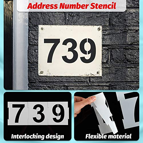 20 Pieces Curb Stencil Kit 0-9 Address Number Reusable Plastic Numbers Stencils with 2 Rolls Masking Tape for Painting Address in Wall Wood Road Mailbox(5 Inch Height) - size: 5 Inch Height