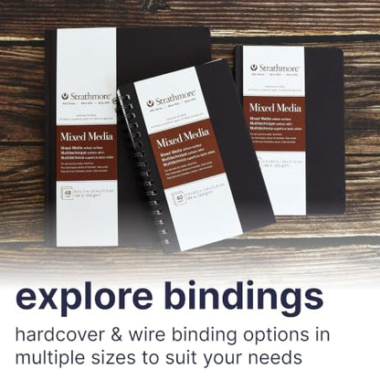 Strathmore 400 Series Mixed Media Paper Art Book, Matte Brown Cover, Natural White, Hardbound, 24 Sheets, 5.5x8.5 inch - size: 5.5x8.5 inch, style: Hardbound