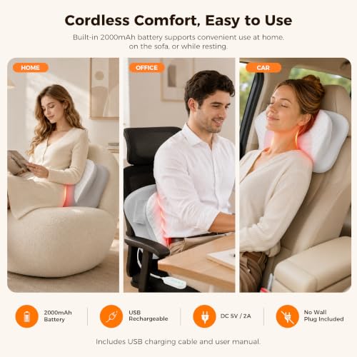 MEKZU Neck Massager Pillow with Heat, 4D Kneading Neck & Shoulder Massager