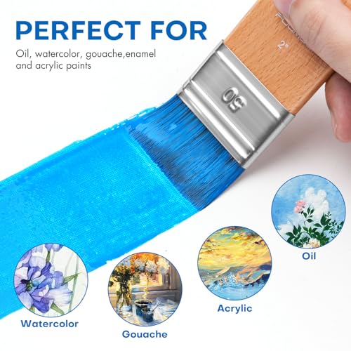 4pcs Flat Paddle Paint Brush Set, Fuumuui Scale Brushes, Large Paint Brush, Wide Flat Paint Brushes with Short Handle for Oil and Acrylic Paints(1'', 2'', 3'', 4'') - color: Birch-4pcs