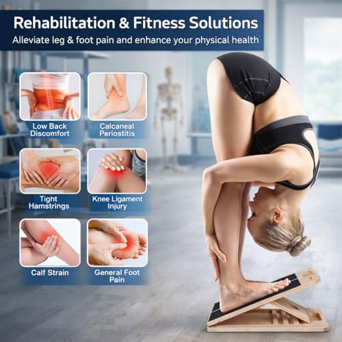 Slant Board with Resistance Bands for Calf Stretch & Squat Training