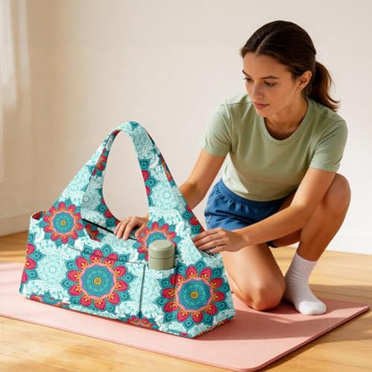 Yoga Mat Bag for Women Men Large Yoga Bag Travel - color: Green