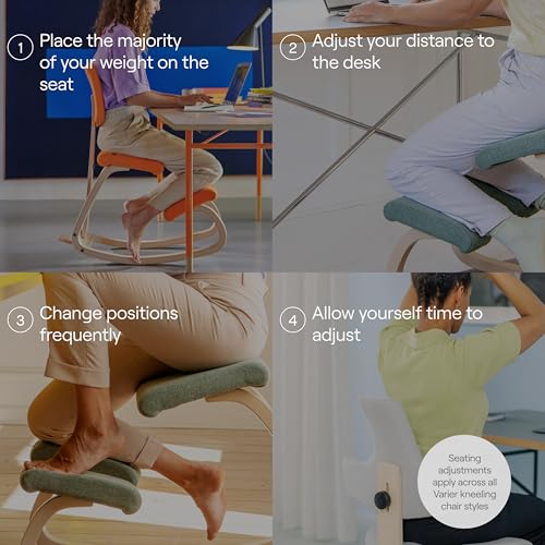 Varier Ergonomic Kneeling Chair, Rocking Knee Stool for Home Office Desk - color: Naturalal/Blue Tonal