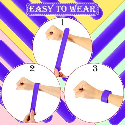 Gemscream 12 Pcs Silicone Slap Bracelets DIY Slap Bands Party Favors Bulk Blank Soft Wristband Wrist Snap Band for Craft Project DIY Painting Birthday Party Halloween Christmas - color: Purple