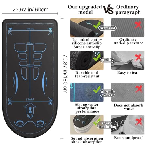Exercise Equipment Mat for Ab Roller Wheel, Non-Slip Exercise Mat Extra Long Sound Insulation Knee Mat The Joints Protect For Abdominal Yoga Floor Workouts - color: Yellow-Black
