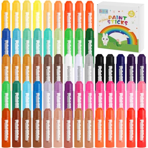 62 Colors Washable Solid Tempera Paint Sticks, Washable Paint Sticks Bulk, Quick Drying, Rainbow Colors Tempera Stick Kids Toddler, Mess Free Art Supplies for Paper Wood Glass Ceramic Canvas - color: 62 Colors