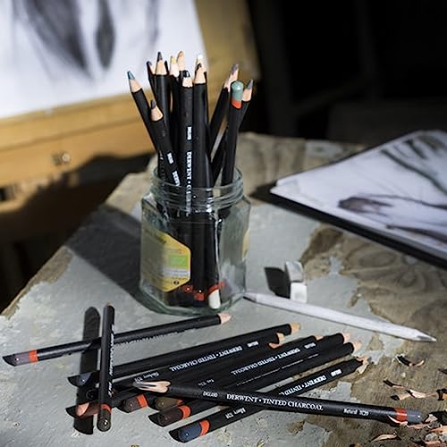 Derwent Tinted Charcoal Pencils, 4mm Core, Pack, 6 Count (2301689) - size: 1 Count (Pack of 6)