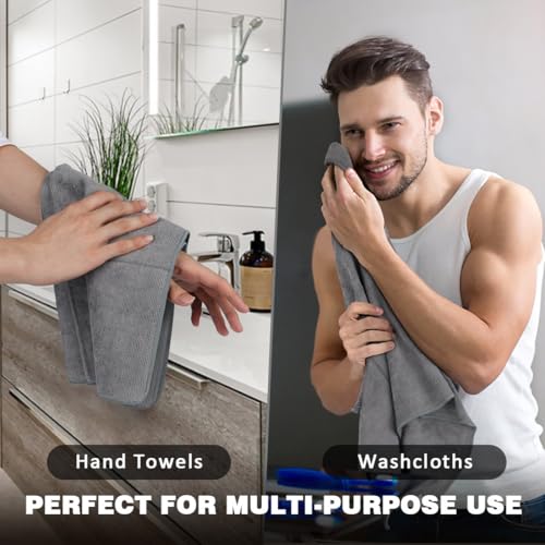 Orighty Gym Towels, Highly Absorbent Sweat Towels, Soft and Quick Drying Gym Towel for Daily Use, Multi-Purpose Towel for Sport, Salon, Spa, Hotel, 16 x 27 Inch, Grey, 3 Pack