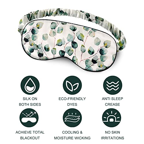 OLESILK 100% Natural Mulberry Silk Sleep Eye Mask Block Out Light, Fashion Printed Eye Mask Blindfold for Women Men Full Night Sleeping, Chic Eye Cover Eyeshade, Pattern 2 - color: Pattern 3