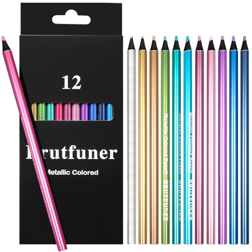 ofone Metallic Colored Pencils, 12Pcs Professional Coloring Pencils for Adult Kids, Drawing Pencil Set Art Supplies for Artists Beginners Sketching and Shading