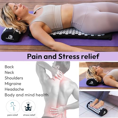 Black Acupressure Mat & Pillow + 6-Cup Cupping Set Bundle