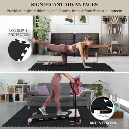 BXI Puzzle Exercise Mat 24 Pcs, 11 x 11 x 0.32 inches, High Density Noise Reduction Puzzle Felt Rug Mat, Non Slip Interlocking Floor Tiles for Workout, Gymnastics and Home Gym Protective Flooring - size: 0.32" Thickness, 24 Pcs