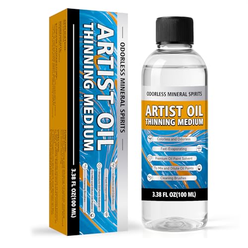 Odorless Mineral Spirits 100ml, Premium Odorless Paint Thinner for Oil Painting, Odor-Free Solvent for Artists, Thinning Oil Colors and Cleaning Brushes, Professionals Oil Painting Supplies