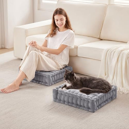 Intelligent Design Floor Pillow Large Meditation Cushion, 20x20 Grey - color: Grey