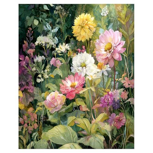 xcemhil Flowers Paint by Numbers Kit for Adults Beginner, Flowers Paint by Numbers for Adult, Acrylic Paint by Number Kits Suitable for Home Wall Art Decor Gifts 16x20 Inch - color: 31-Flowers, size: 16*20