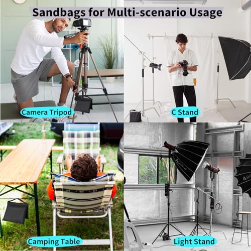8 Pack Sandbags with 16 PE Bags, Sand Bag for Backdrop Stand | Weight Bags for Light Stand Photography Video Equipment, Heavy Duty Sand Bags for Photo Tripod, C Stands and Light Stands - size: 8 PCS