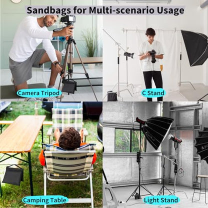 8 Pack Sandbags with 16 PE Bags, Sand Bag for Backdrop Stand | Weight Bags for Light Stand Photography Video Equipment, Heavy Duty Sand Bags for Photo Tripod, C Stands and Light Stands - size: 8 PCS