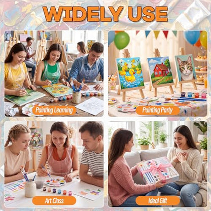 Engrowtic 160 Pcs 20 Set Paint and Sip Kit for Adult Include Blank Mini Canvas Boards Wooden Easels Painting Strips Brushes Palettes Disposable Aprons for Party Paint and Sip Date Night Kits