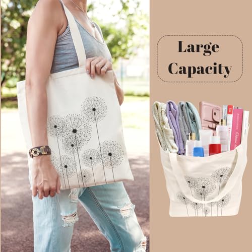 Aesthetic Canvas Tote Bag for Women with Inner Pocket - color: Dandelion