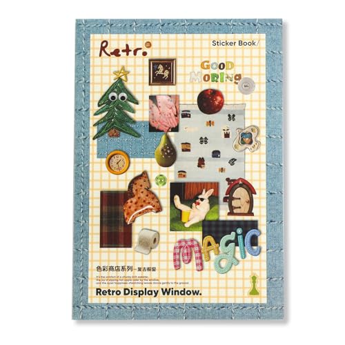 1300+ PCS Vintage Cute Scrapbook Sticker Book, 50 Sheets Retro & Ins Little Object Theme Korean Stickers for Scrapbooking, Art Scrapbook Supplies for Adults Teens Women Girls Junk Journal Journaling - style: Cute Style 1