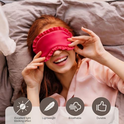 uxcell Silk Sleep Masks, Soft Satin Eye Protection Block Light Masks, Block Light Eye Sleep Cover with Adjustable Straps, Unisex for Nighttime Sleeping, Travel and Office Nap, Bright Red - color: Bright Red