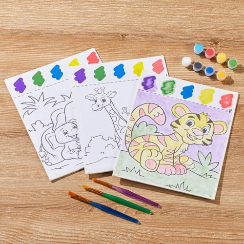 Double-Sided Canvas Painting Kit, 3 Pack 8x10 Inch Canvas Panels with Blank and Pre-Drawn Sides, Acrylic Paints, and Brushes, Versatile DIY Craft Kit for Creative Projects - size: 8"x10"(3-Pack), style: Dual-Sided - Animals