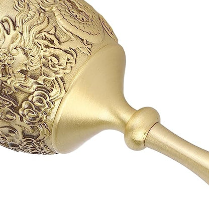 Solid Brass Hand Call Bell 4.7 Inch – Loud Dinner Bell with Elegant Carved Design & Curved Handle for Classroom, Church, School, Wedding, and Meditation