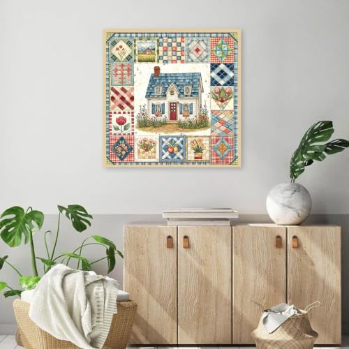 DAZZLEDOTS Vintage House Diamond Art Kits Retro Flower Diamond Painting | DIY Diamond Dots 5D Full Round Drill Gem Art for Adults Beginners, Home Wall Decor 14x14 inch - color: DT130