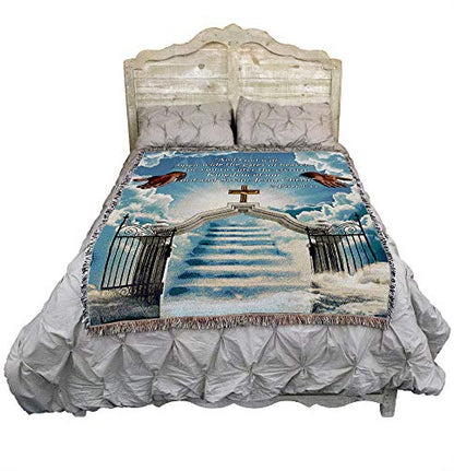 Heaven's Gate 2 Blanket - God Will Open Wide The Gates of Heaven - Scriptures 2 Peter 1:11 Blanket - Sympathy Bereavement Gift Tapestry Throw Woven from Cotton - Made in the USA (72x54) - color: Gate 2, size: 72" x 54"