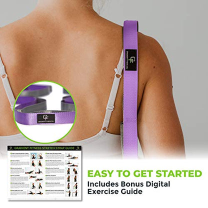 Gradient Fitness Stretching Strap for Physical Therapy, 12 Multi-Loop Stretch Strap 1" W x 8' L, Neoprene Handles, Physical Therapy Equipment, Yoga Straps for Stretching, Leg Stretcher. - color: Purple/Grey