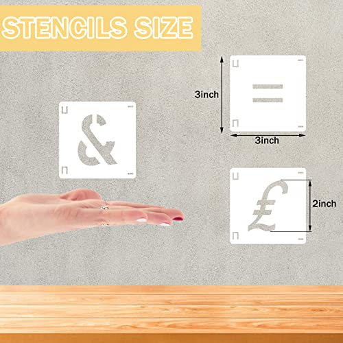 Augshy 56 Pcs Letter Stencils, 3 Inch Reusable Craft Kit for Fabric | Interlocking Templates Kit, Letter Numbers Symbol, for Wood Wall Rock Chalkboard, Signage DIY School Art Projects - style: Letter