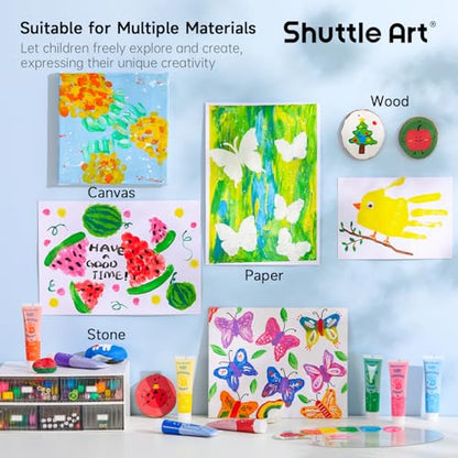 Shuttle Art Washable Finger Paint for Toddlers, 15 Vibrant Colors (1.2 fl oz) Toddler Paint, Non-Toxic Finger Painting for Toddlers 1-3, Kids Arts and Crafts