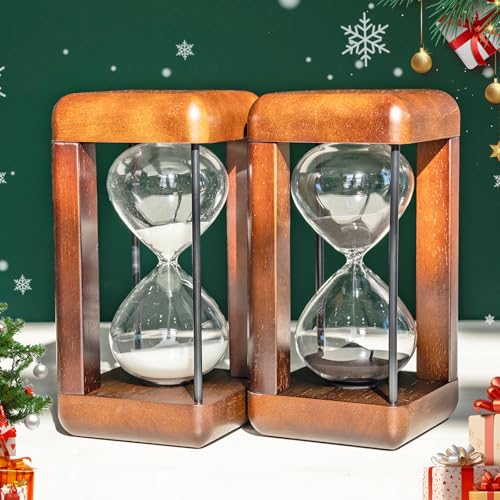 Large Premium Walnut Hourglass,60 Minutes Sand Timers,Hour Glass with Sand Timer for Gift,Hourglass Decor for Home, Desk,Office, Wedding Decor(Black) - color: Black