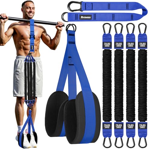 Ayombo Pull Up Assistance Bands, Resistance Bands for Pull Up Bar Workout, Adjustable Heavy Duty Pull Up Assist Equipment with 4 Assistance Bands, Home Gym Fitness Exercise Strength Training - color: Blue