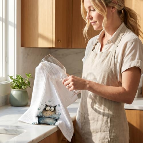 4 Pcs Funny Cat Kitchen Towels, Cute Cats Gifts Reusable Hand Towels-04 - color: Multi 1619