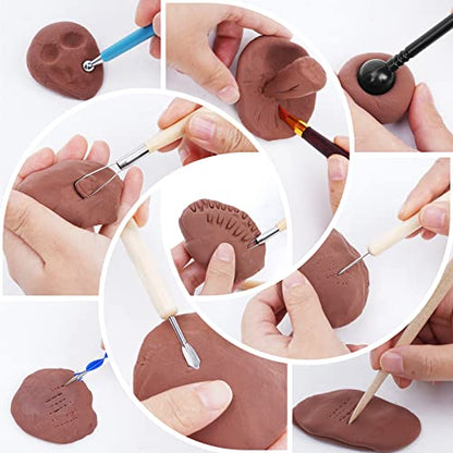 Yagugu Pottery Clay Tools for Adults Sculpting, 45Pcs Basic Wood Ceramics Carving Polymer Clay Tool Supplies kit Supplies for Artists Modeling Shaping Building for Art&Craft Gifts - color: 45PCS