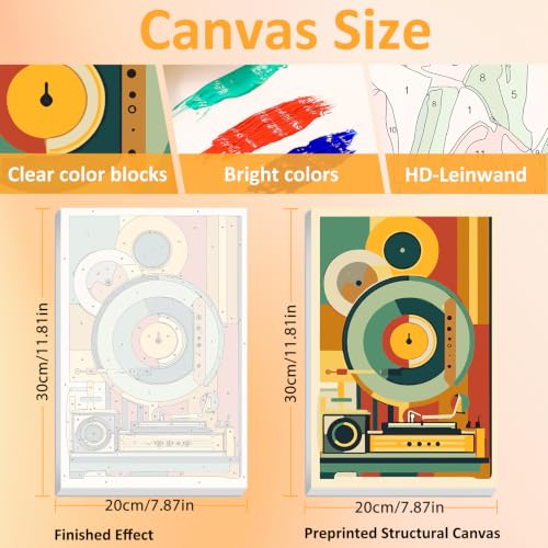 Mandun Music Paint by Numbers Kit for Adults, 3 Pack, 7.8x11.8 inch | DIY Painting Kits Crafts for Adults, Relieve Stress, Frame Canvas, Wooden Easel, Gift Box, Home Wall Decor - color: 3 Pack Music