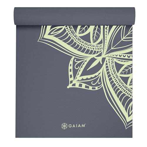 Gaiam Yoga Mat - Premium 5mm Print Thick Non Slip Exercise & Fitness Mat for All Types of Yoga, Pilates & Floor Workouts (68" x 24" x 5mm) | Printed Design | Sticky Non-Slip Surface | 5mm Cushioning | Yoga, Pilates & Floor Workouts | 68"x24" - color: Cool