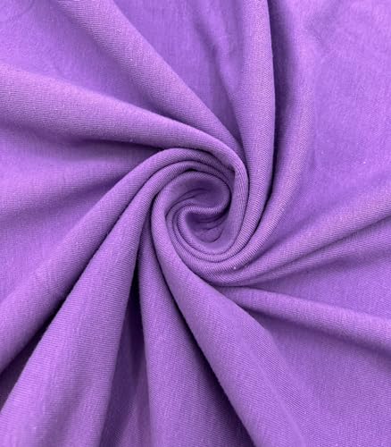 EOVEA - Cotton Spandex Fabric by The Yard - 4 Way Stretch Jersey Knit - Spandex & Cotton T-Shirt Fabric - Lightweight, Breathable - 60" Wide Roll| 10 oz(Lilac, 1 Yard) - color: Lilac, size: 1 Yard