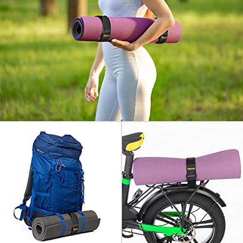 Trilancer Elastic Cinch Straps with Anti-Slip Strips, 24'' x 2'' (4 Pack) | Multipurpose Hook and Loop Bundling Straps for Hose, Cords, Bike, Luggage, Camping, Yoga Mats - size: 24"(4 pcs)