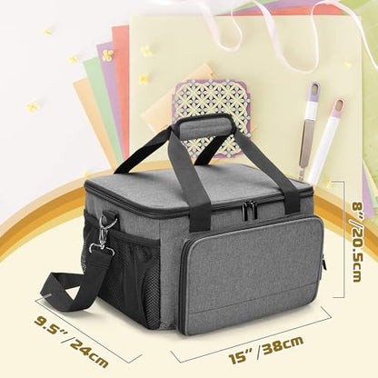 LUXJA Portable Craft Carrying Case Compatible with Cricut Joy Xtra, Gray | Multi Compartment Storage Bag Holds 8.5 x 12 Inch Cutting Mat & All Craft Accessories - color: Gray