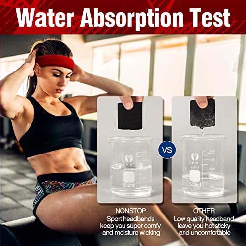 Sweatbands Sports Headband for Men & Women, Moisture Wicking Hairband Athletic Towel Headbands Cotton Head Sweat Bands for Running, Cycling, Yoga, Spa - color: D-black 12 pcs
