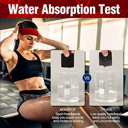 Sweatbands Sports Headband for Men & Women, Moisture Wicking Hairband Athletic Towel Headbands Cotton Head Sweat Bands for Running, Cycling, Yoga, Spa - color: B-mix 4 pcs-2