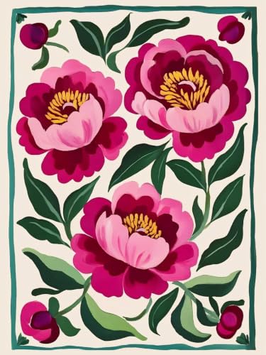 Diamond Art Kits for Adults, Peony Diamond Art Painting Kits for Adults | Peony Flowers Stress Relief Full Round Drill Heartfelt Gift Strong Adhesive Wall Decor HD Canvas 11.8x15.7in 30x40cm - color: Peony